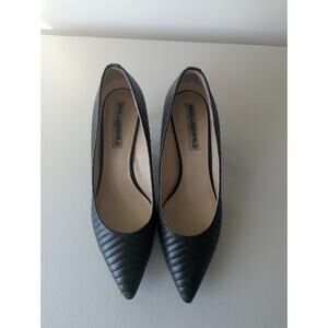 Karl Lagerfeld Paris Quilted Pointed Toe Heels Black Leather Size 8.5 M